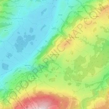 Mappa topografica Buchenberg, altitudine, rilievo