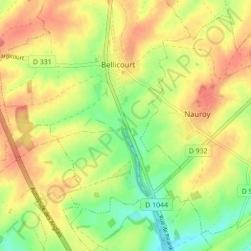 Mappa topografica Riqueval, altitudine, rilievo
