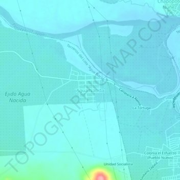 Mappa topografica Agua Nacida, altitudine, rilievo