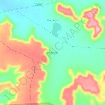 Mappa topografica Bhimpur, altitudine, rilievo