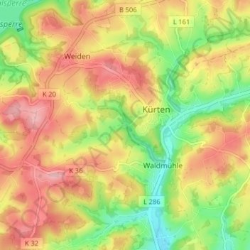 Mappa topografica Hommermühle, altitudine, rilievo