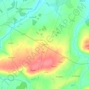 Mappa topografica Les Molles, altitudine, rilievo