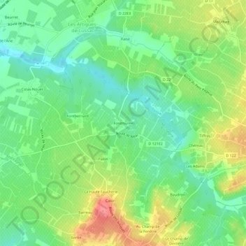 Mappa topografica Fontmurée, altitudine, rilievo