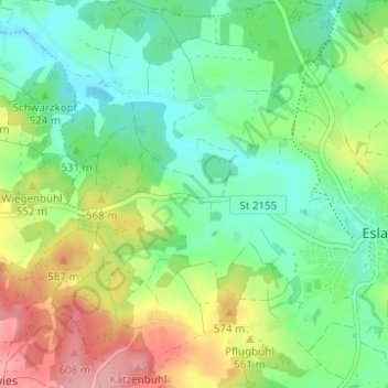 Mappa topografica Putzenrieth, altitudine, rilievo