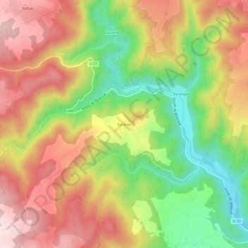 Mappa topografica Eyravas, altitudine, rilievo