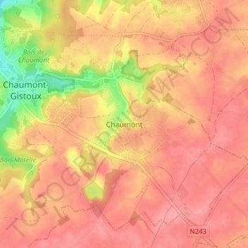 Mappa topografica Chaumont, altitudine, rilievo