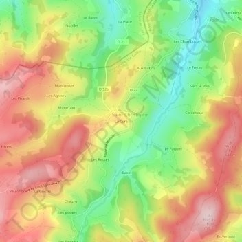 Mappa topografica La Cure, altitudine, rilievo