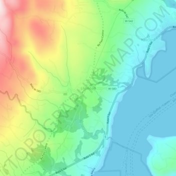 Mappa topografica Llicaldad, altitudine, rilievo