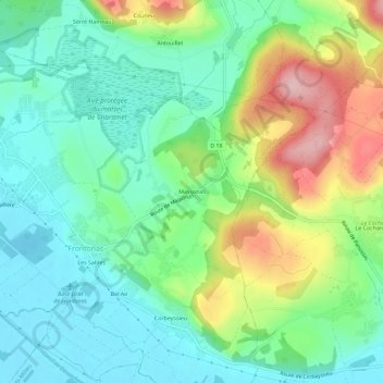 Mappa topografica Massonas, altitudine, rilievo