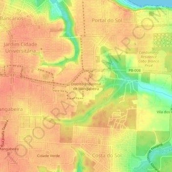 Mappa topografica João Pessoa, altitudine, rilievo