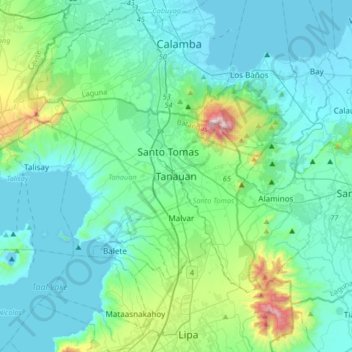 Mappa topografica Tanauan, altitudine, rilievo