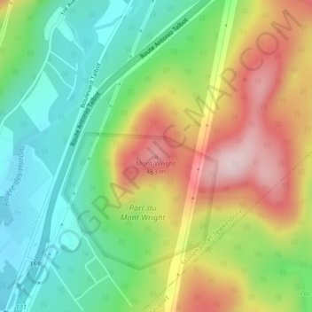 Mappa topografica Mont Wright, altitudine, rilievo