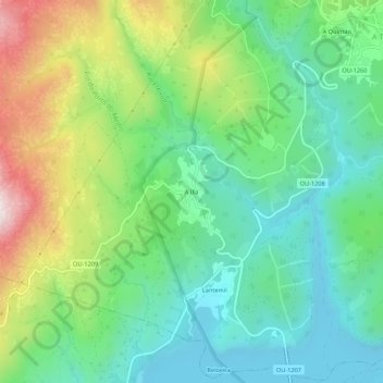 Mappa topografica A Illa, altitudine, rilievo