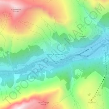 Mappa topografica Medels im Rheinwald, altitudine, rilievo