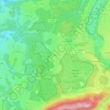 Mappa topografica Wies, altitudine, rilievo
