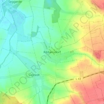 Mappa topografica Ribbensdorf, altitudine, rilievo