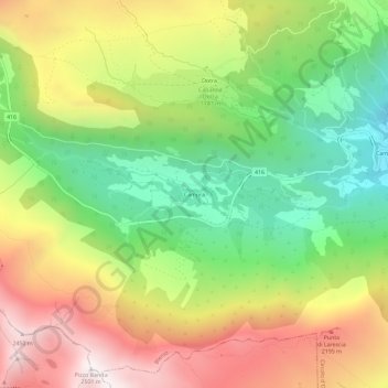 Mappa topografica Campra, altitudine, rilievo