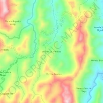 Mappa topografica Vereda La Trinidad, altitudine, rilievo