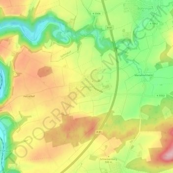 Mappa topografica Irslingen, altitudine, rilievo