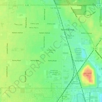 Mappa topografica Northbrook Park, altitudine, rilievo
