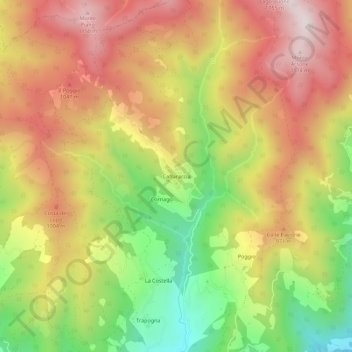 Mappa topografica Caffaraccia, altitudine, rilievo