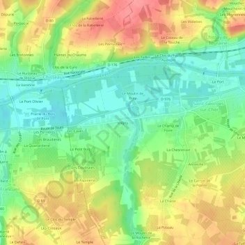 Mappa topografica Vrigny, altitudine, rilievo