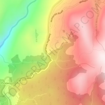Mappa topografica General Sherman Tree, altitudine, rilievo