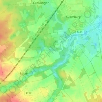 Mappa topografica Olmsruh, altitudine, rilievo
