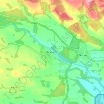 Mappa topografica Deanston, altitudine, rilievo