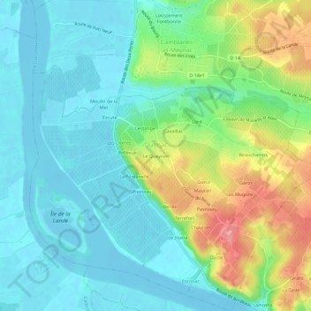 Mappa topografica Le Queyron, altitudine, rilievo