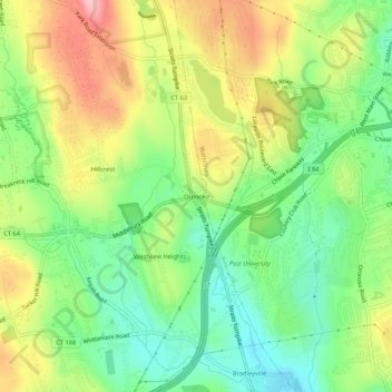 Mappa topografica Oronoke, altitudine, rilievo