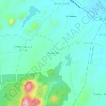 Mappa topografica Nelamale, altitudine, rilievo