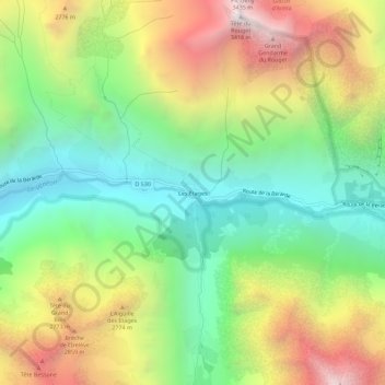 Mappa topografica Les Étages, altitudine, rilievo