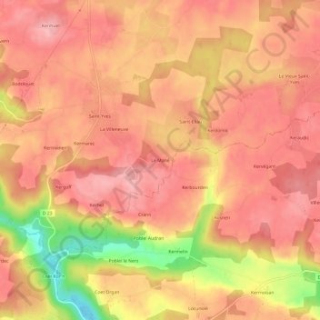 Mappa topografica Le Mané, altitudine, rilievo