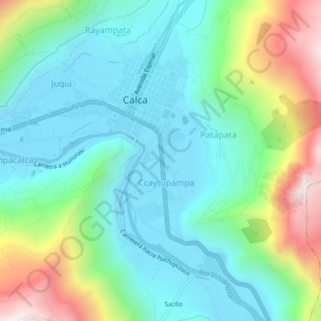 Mappa topografica Calca, altitudine, rilievo