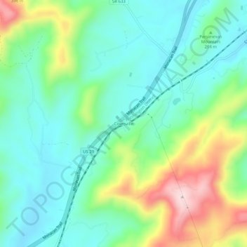 Mappa topografica Covesville, altitudine, rilievo