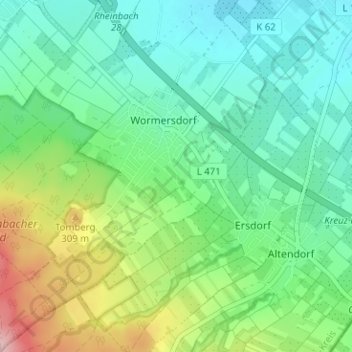 Mappa topografica Ipplendorf, altitudine, rilievo