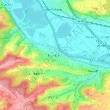 Mappa topografica Trunstadt, altitudine, rilievo