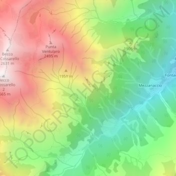 Mappa topografica sn3, altitudine, rilievo