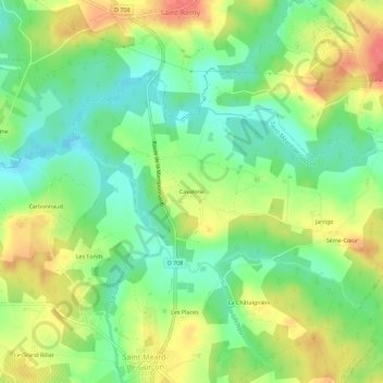 Mappa topografica Cavalerie, altitudine, rilievo