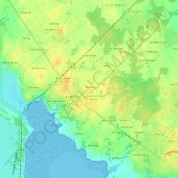 Mappa topografica Plaskaer, altitudine, rilievo
