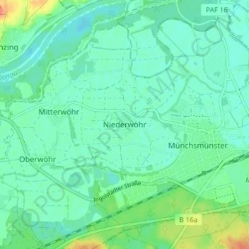 Mappa topografica Niederwöhr, altitudine, rilievo