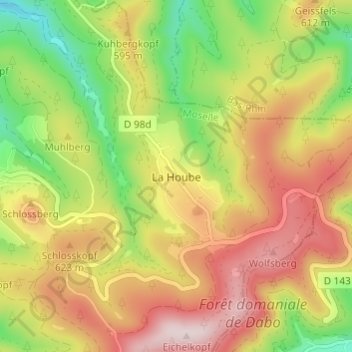 Mappa topografica La Hoube, altitudine, rilievo