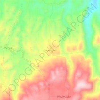 Mappa topografica Layangan, altitudine, rilievo