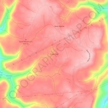 Mappa topografica Cole City, altitudine, rilievo