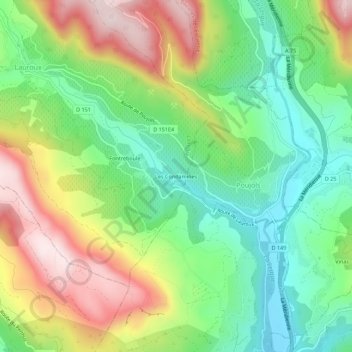 Mappa topografica Les Condamines, altitudine, rilievo