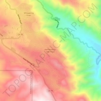 Mappa topografica Kentwood-In-The-Pines, altitudine, rilievo