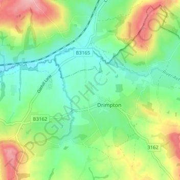 Mappa topografica Netherhay, altitudine, rilievo