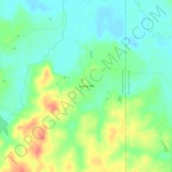 Mappa topografica Spring Hill, altitudine, rilievo