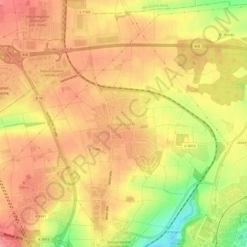 Mappa topografica Jungingen, altitudine, rilievo